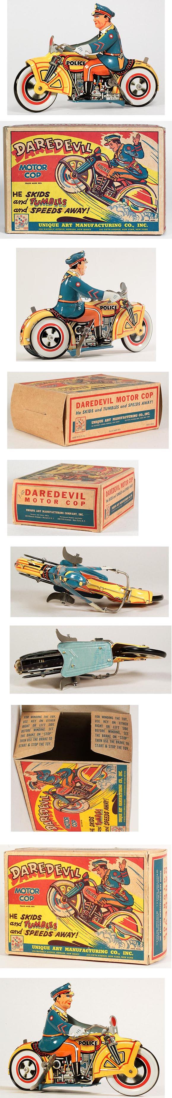 1933 Unique Art, Daredevil Motor Cop in Original Box